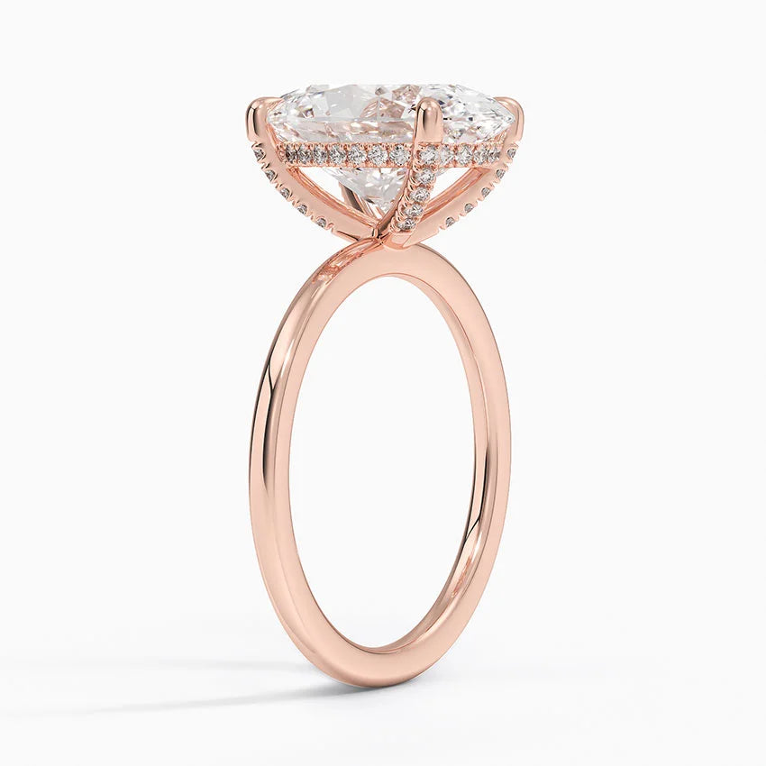 4.15 Karat Oval Kesim Hidden Halo Tasarım Tektaş Laboratuvar Pırlanta Yüzük - Gilora - Bold Diamonds