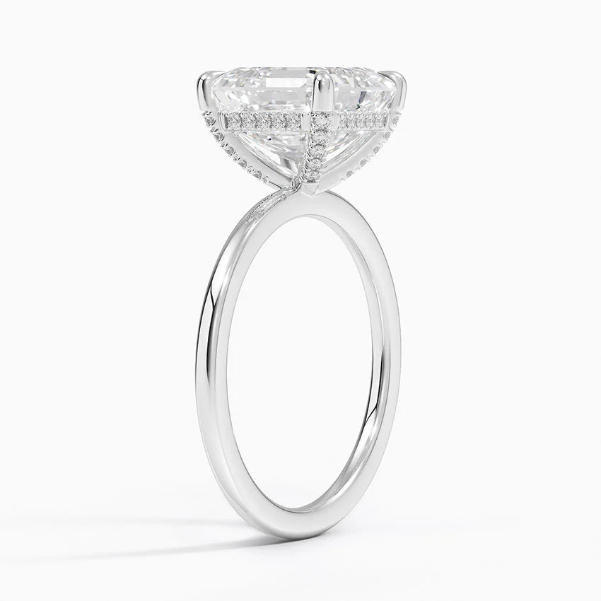 4.15 Karat Asscher Kesim Hidden Halo Tasarım Tektaş Laboratuvar Pırlanta Yüzük - Valencia