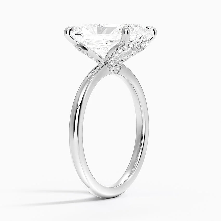4.15  Karat Radiant Kesim Hidden Halo Tasarım Tektaş Laboratuvar Pırlanta Yüzük - Lyon