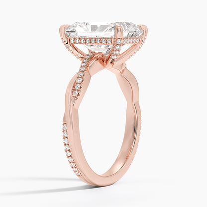 4.25 Karat Radiant Kesim Hidden Halo Tasarım Tektaş Laboratuvar Pırlanta Yüzük 18K  - Talora