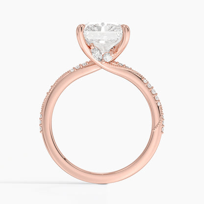 4.25 Karat Radiant Kesim Hidden Halo Tasarım Tektaş Laboratuvar Pırlanta Yüzük 18K  - Melora