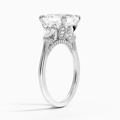 4.75 Karat Asscher Kesim Hidden Halo Tasarım Tektaş Laboratuvar Pırlanta Yüzük 18K - Calora