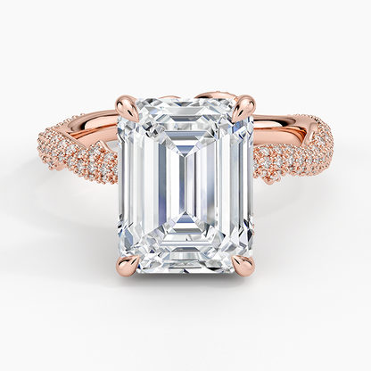 4.75 Emerald Kesim Hidden Halo Tasarım Tektaş Laboratuvar Pırlanta Yüzük - Filara