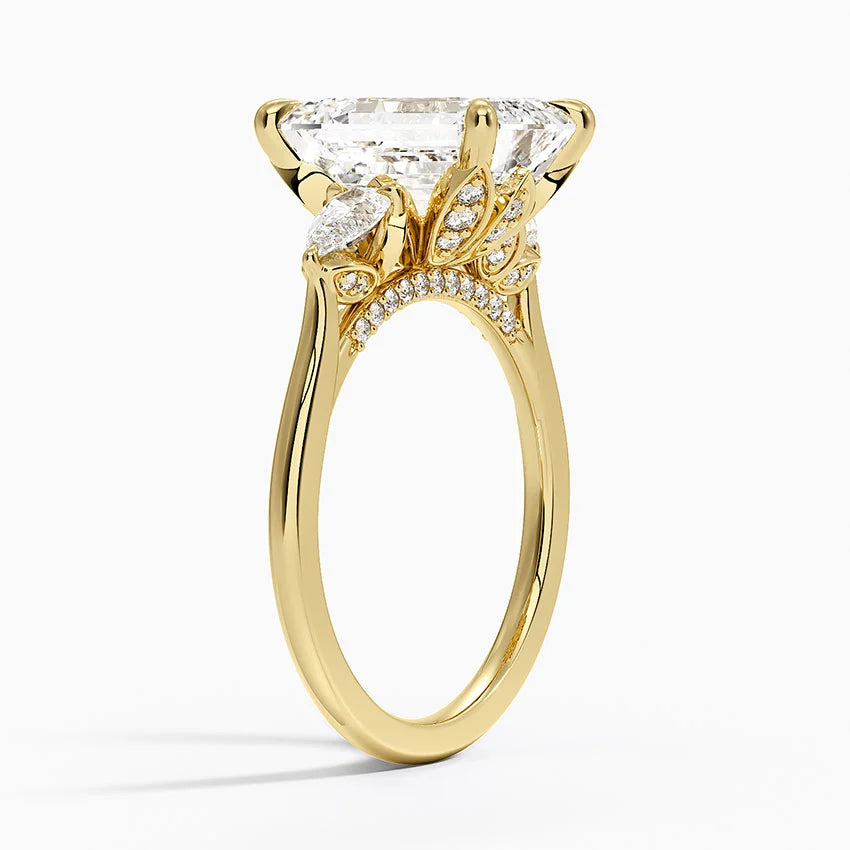 4.75 Karat Emerald Kesim Hidden Halo Tasarım Tektaş Laboratuvar Pırlanta Yüzük - Verona