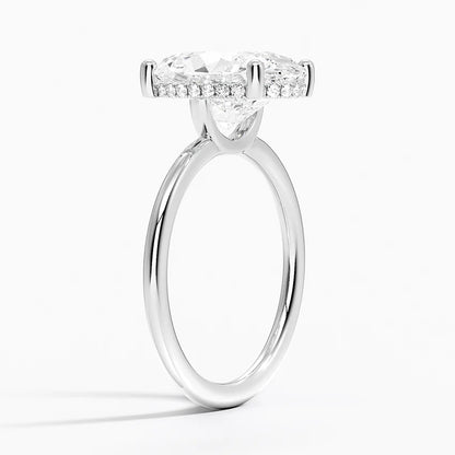 4.10 Oval Kesim Hidden Halo Tasarım Tektaş Laboratuvar Pırlanta Yüzük - Melara