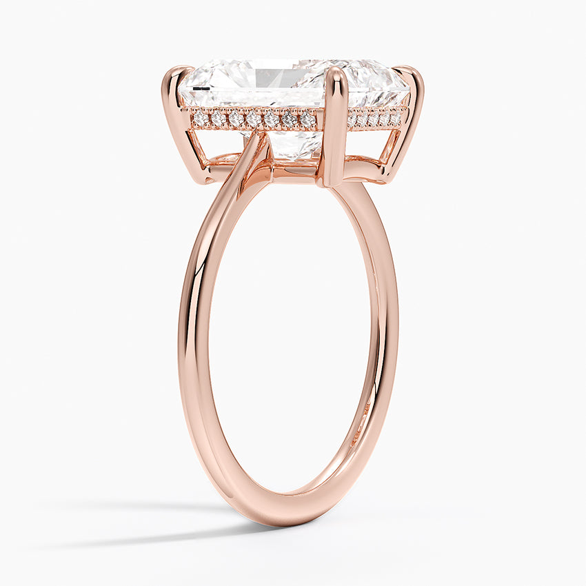 4.10 Karat Radiant Kesim Hidden Halo Tasarım Tektaş Laboratuvar Pırlanta Yüzük - Monaco