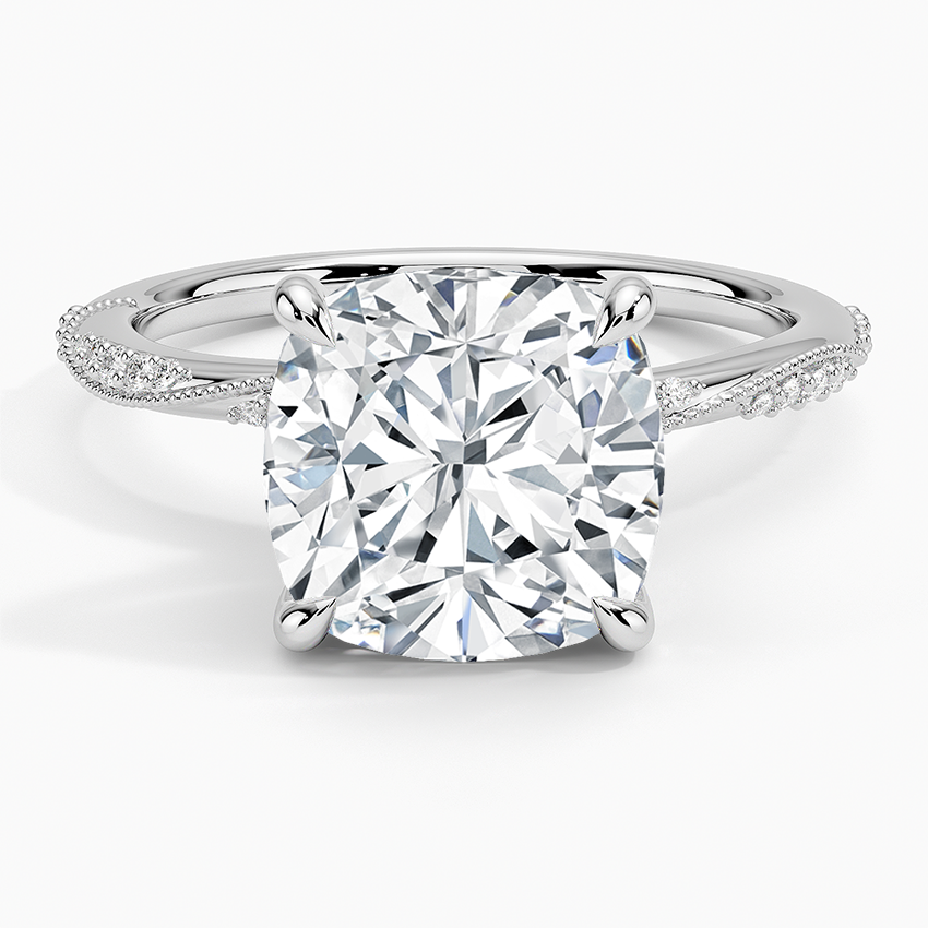 4.25 Karat Cushion Kesim Hidden Halo Tasarım Tektaş Laboratuvar Pırlanta Yüzük 18K  - Melora - Bold Diamonds