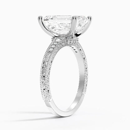 4.15 Emerald Kesim Hidden Halo Tasarım Tektaş Laboratuvar Pırlanta Yüzük - Silora