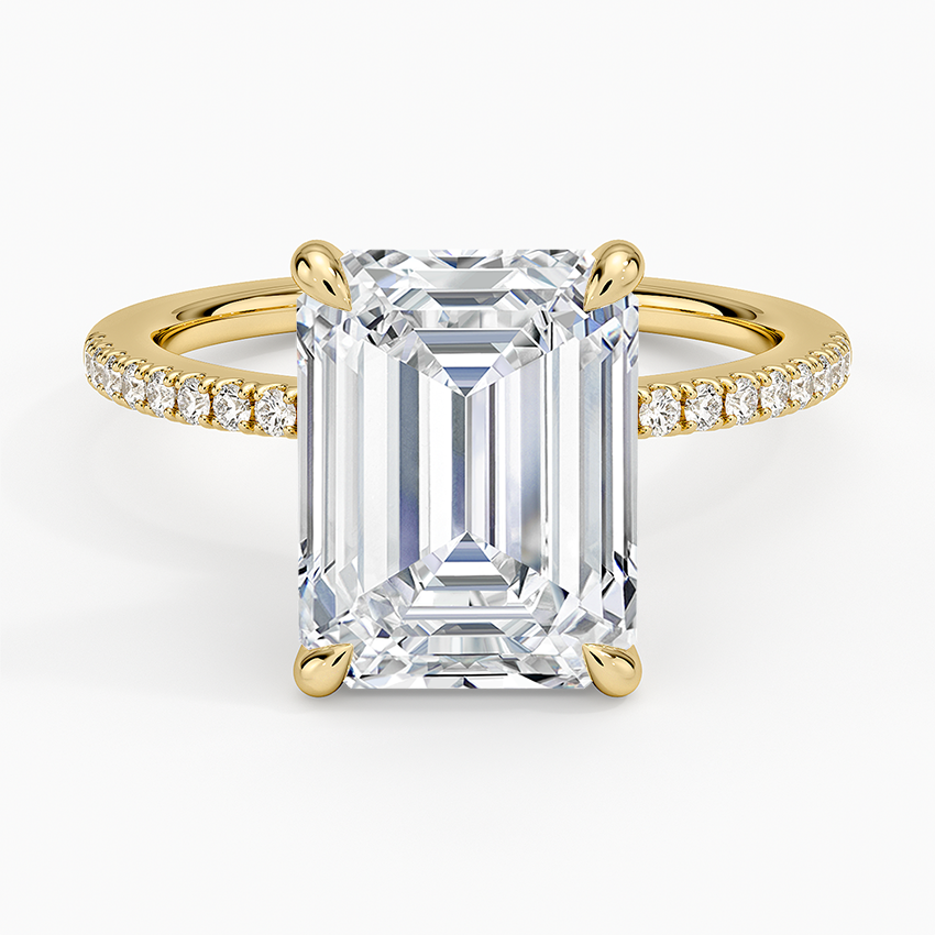 4.25 Karat Emerald Kesim Hidden Halo Tasarım Tektaş Laboratuvar Pırlanta Yüzük - Filora - Bold Diamonds