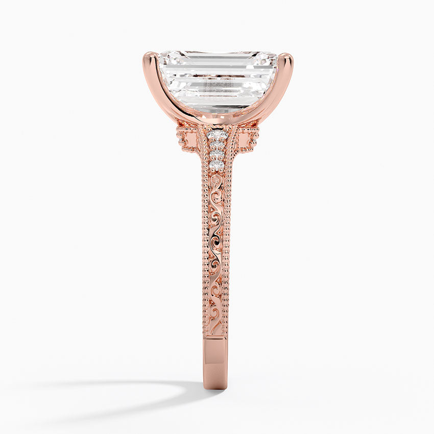 4.15 Emerald Kesim Hidden Halo Tasarım Tektaş Laboratuvar Pırlanta Yüzük - Silora