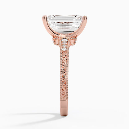 4.15 Emerald Kesim Hidden Halo Tasarım Tektaş Laboratuvar Pırlanta Yüzük - Silora