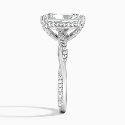 4.25 Karat Radiant Kesim Hidden Halo Tasarım Tektaş Laboratuvar Pırlanta Yüzük 18K  - Talora