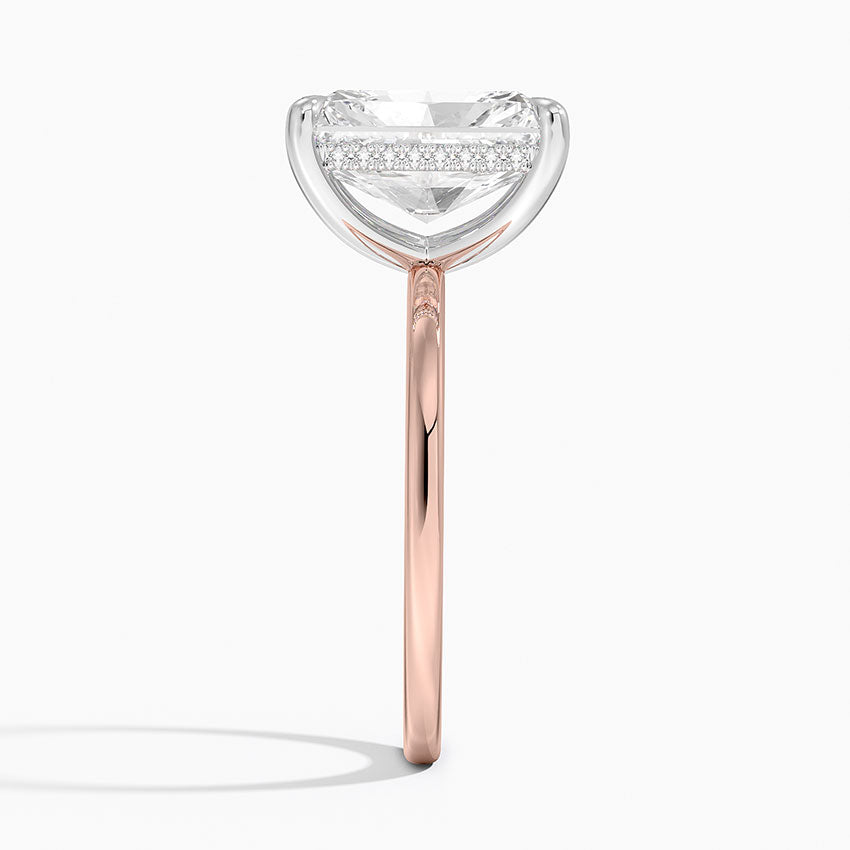 4.10 Karat Radiant Kesim Hidden Halo Tasarım Tektaş Laboratuvar Pırlanta Yüzük 18K  - Elora - Bold Diamonds