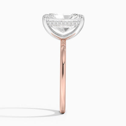 4.10 Karat Radiant Kesim Hidden Halo Tasarım Tektaş Laboratuvar Pırlanta Yüzük 18K  - Elora - Bold Diamonds