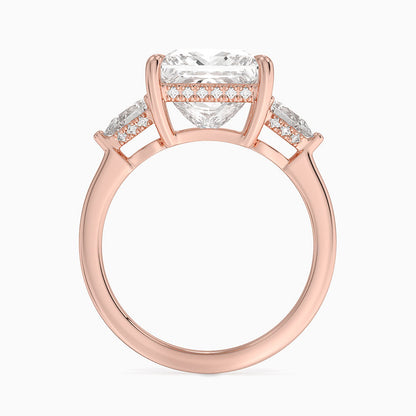 4.50 Prenses Kesim Hidden Halo Tasarım Tektaş Laboratuvar Pırlanta Yüzük - Nilora