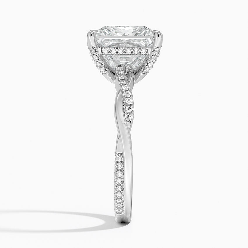4.25 Karat Prenses Kesim Hidden Halo Tasarım Tektaş Laboratuvar Pırlanta Yüzük  - Riga