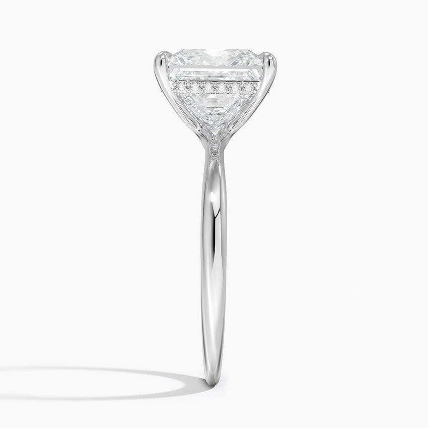 4.10 Karat Prenses Kesim Hidden Halo Tasarım Tektaş Laboratuvar Pırlanta Yüzük 18K  - Alvora - Bold Diamonds