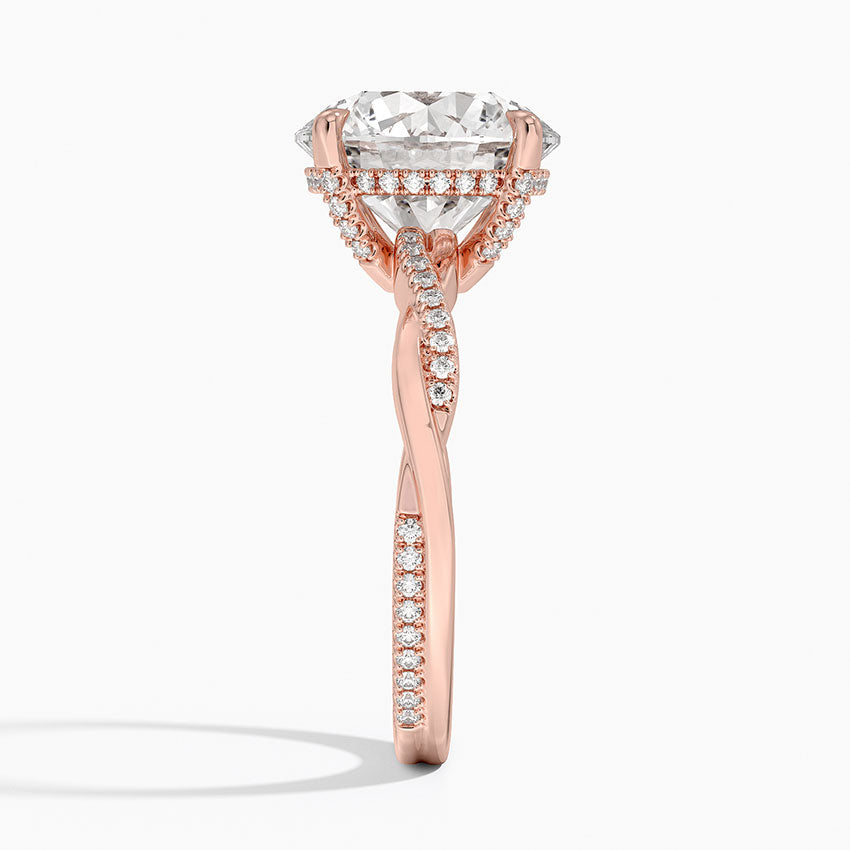 4.25 Karat Hidden Halo Tasarım Tektaş Laboratuvar Pırlanta Yüzük 18K  - Talora