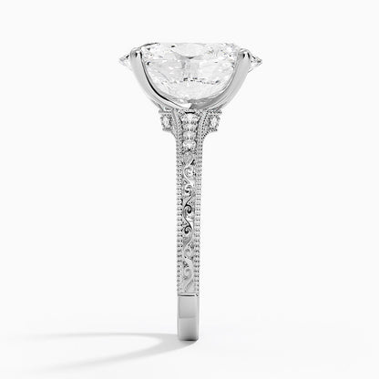 4.15 Oval Kesim Hidden Halo Tasarım Tektaş Laboratuvar Pırlanta Yüzük - Silora