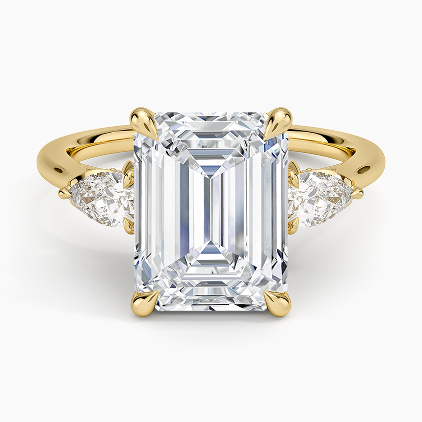 4.75 Karat Emerald Kesim Hidden Halo Tasarım Tektaş Laboratuvar Pırlanta Yüzük - Verona