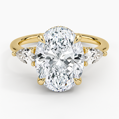 4.50 Oval Kesim Hidden Halo Tasarım Tektaş Laboratuvar Pırlanta Yüzük - Nilora