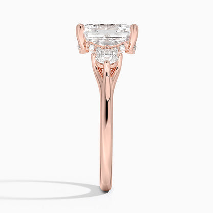 4.50 Asscher Kesim Hidden Halo Tasarım Tektaş Laboratuvar Pırlanta Yüzük 18K - Milora