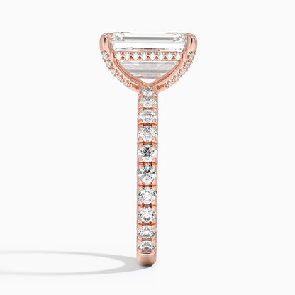 4.75 Karat Emerald Kesim Hidden Halo Tasarım Tektaş Laboratuvar Pırlanta Yüzük 18K  - Selora