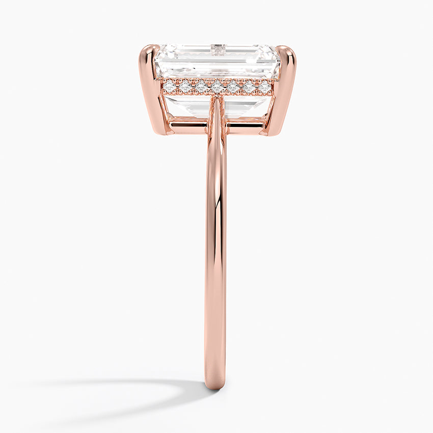 4.10 Emerald Kesim Hidden Halo Tasarım Tektaş Laboratuvar Pırlanta Yüzük - Tilora