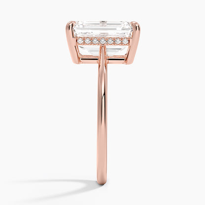 4.10 Emerald Kesim Hidden Halo Tasarım Tektaş Laboratuvar Pırlanta Yüzük - Tilora