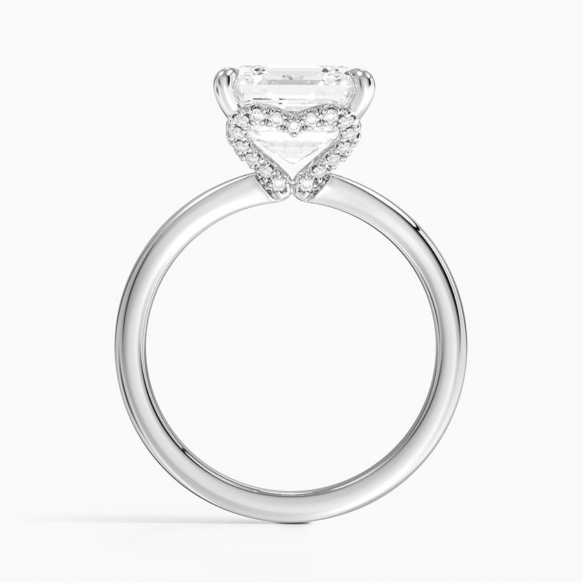 4.15 Asscher Kesim Hidden Halo Tasarım Tektaş Laboratuvar Pırlanta Yüzük - Vilora