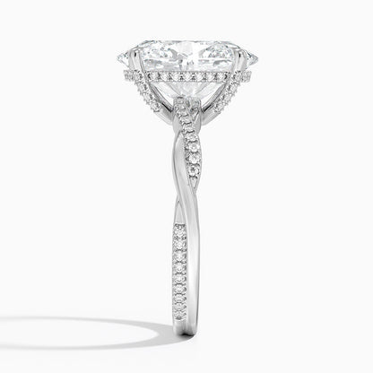 4.25 Karat Oval Kesim Hidden Halo Tasarım Tektaş Laboratuvar Pırlanta Yüzük 18K  - Talora