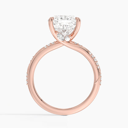 4.25 Karat Cushion Kesim Hidden Halo Tasarım Tektaş Laboratuvar Pırlanta Yüzük 18K  - Melora