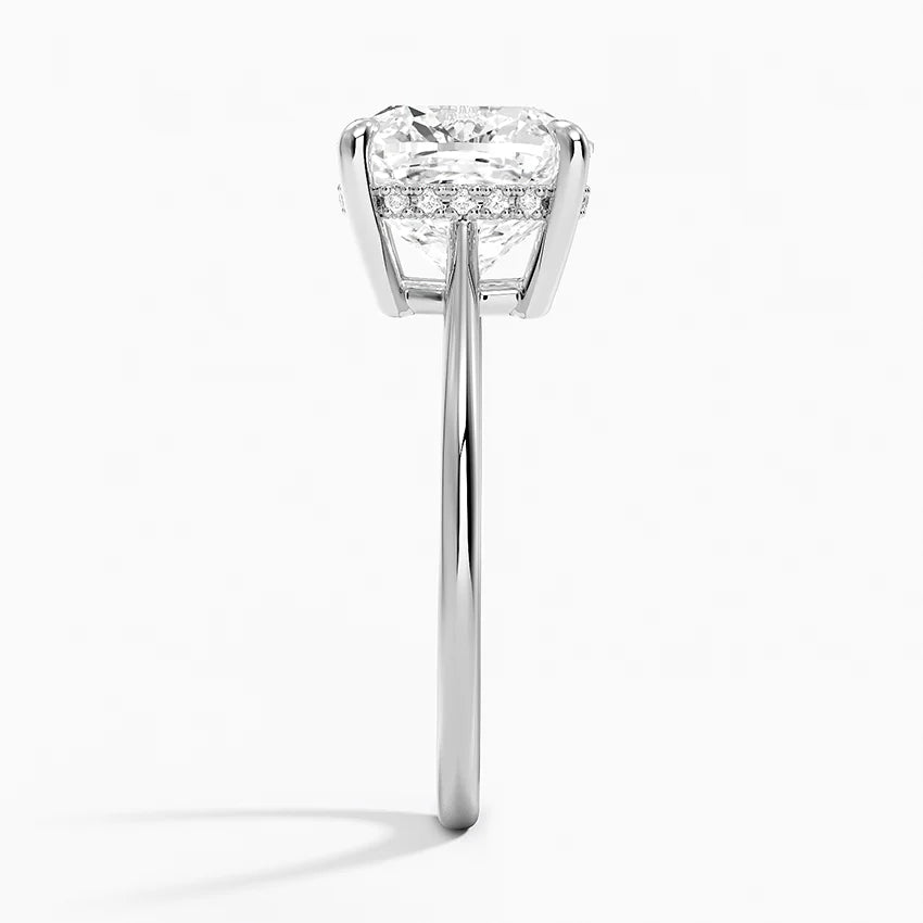 4.10 Karat Cushion Kesim Hidden Halo Tasarım Tektaş Laboratuvar Pırlanta Yüzük - Monaco