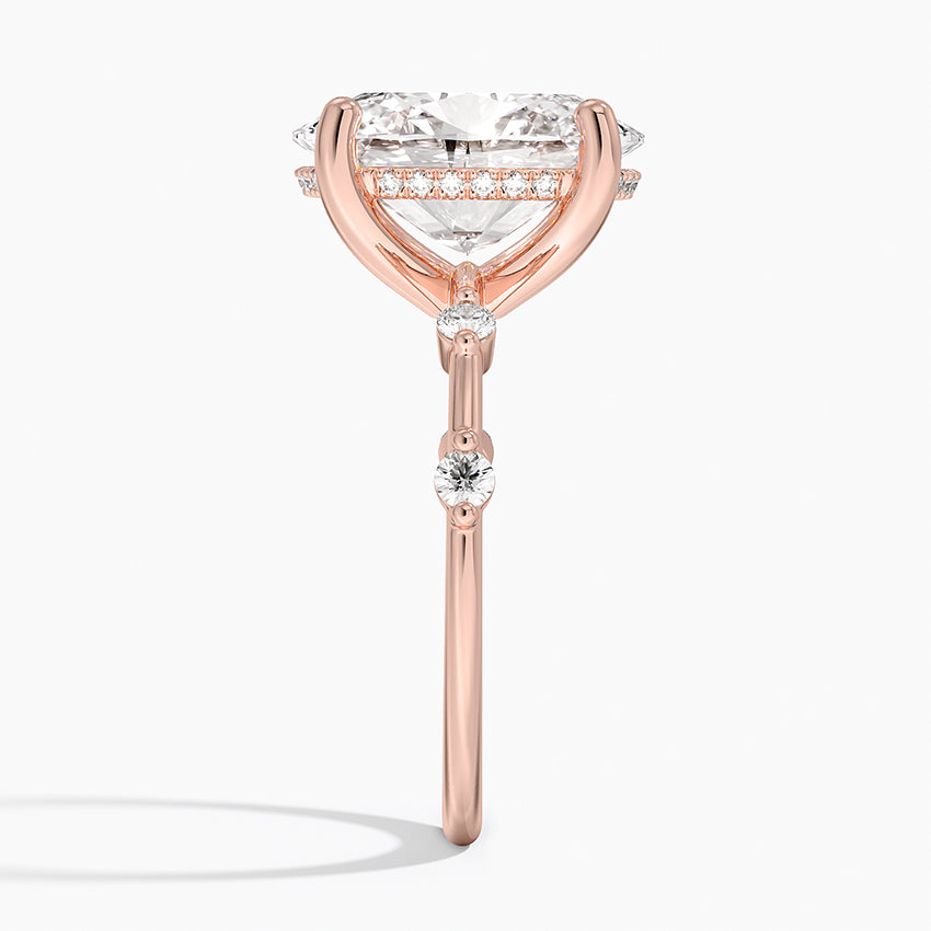 4.20 Karat Oval Kesim Hidden Halo Tasarım Tektaş Laboratuvar Pırlanta Yüzük - Nice