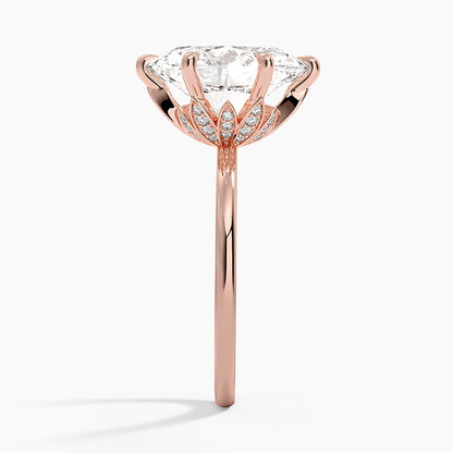 Altı Tırnak 4.15 Oval Kesim Hidden Halo Tasarım Tektaş Laboratuvar Pırlanta Yüzük 18K - Delora