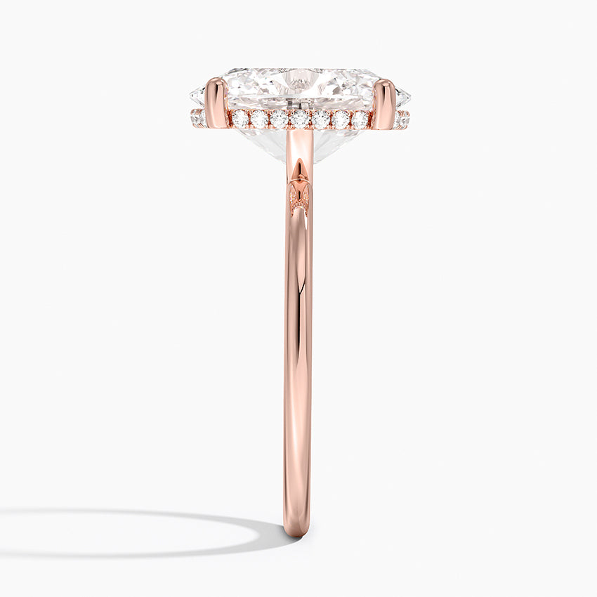 4.10 Oval Kesim Hidden Halo Tasarım Tektaş Laboratuvar Pırlanta Yüzük - Melara