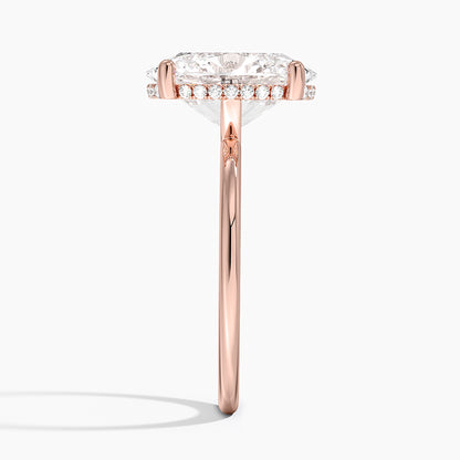 4.10 Oval Kesim Hidden Halo Tasarım Tektaş Laboratuvar Pırlanta Yüzük - Melara