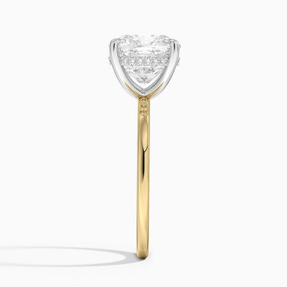 4.10 Karat Cushion Kesim Hidden Halo Tasarım Tektaş Laboratuvar Pırlanta Yüzük 18K  - Elora - Bold Diamonds