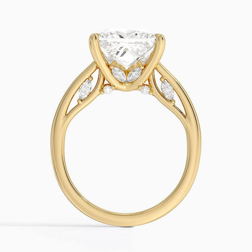 4.30 Karat Princess Kesim Hidden Halo Tasarım Tektaş Laboratuvar Pırlanta Yüzük - Salzburg