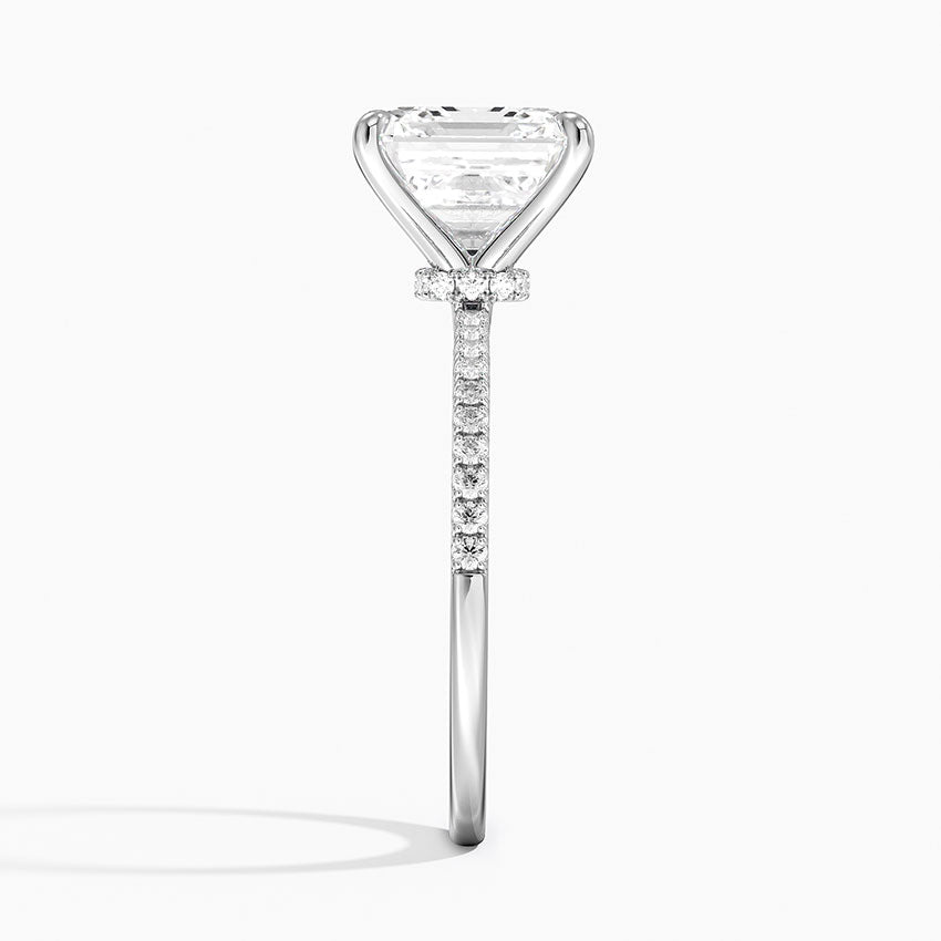 4.25 Karat Asscher Kesim Hidden Halo Tasarım Tektaş Laboratuvar Pırlanta Yüzük - Filora - Bold Diamonds