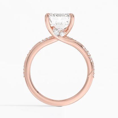 4.25 Karat Emerald Kesim Hidden Halo Tasarım Tektaş Laboratuvar Pırlanta Yüzük 18K  - Melora