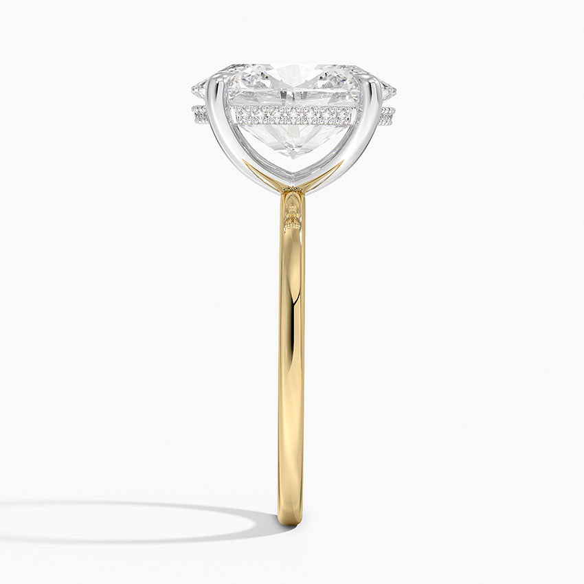 4.10 Karat Oval Kesim Hidden Halo Tasarım Tektaş Laboratuvar Pırlanta Yüzük 18K  - Elora - Bold Diamonds