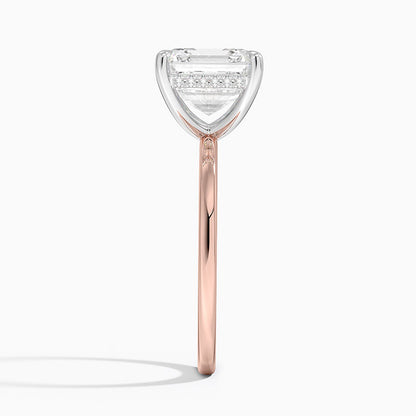 4.10 Karat Asscher Kesim Hidden Halo Tasarım Tektaş Laboratuvar Pırlanta Yüzük 18K  - Elora - Bold Diamonds