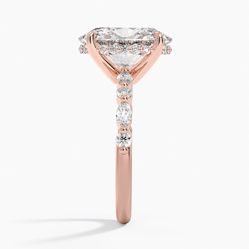 4.50 Karat Oval Kesim Hidden Halo Tasarım Tektaş Laboratuvar Pırlanta Yüzük - Verona