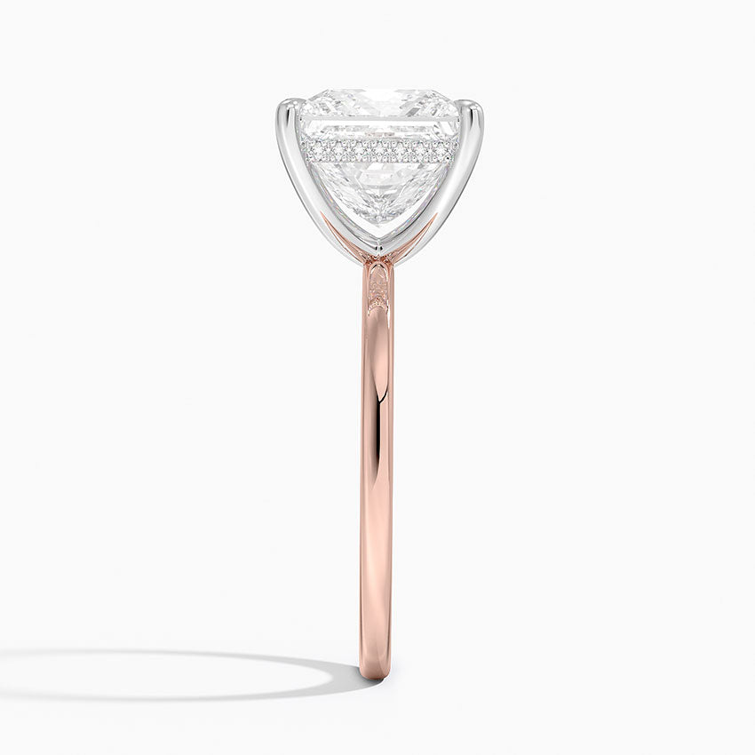4.10 Karat Prenses Kesim Hidden Halo Tasarım Tektaş Laboratuvar Pırlanta Yüzük 18K  - Elora - Bold Diamonds
