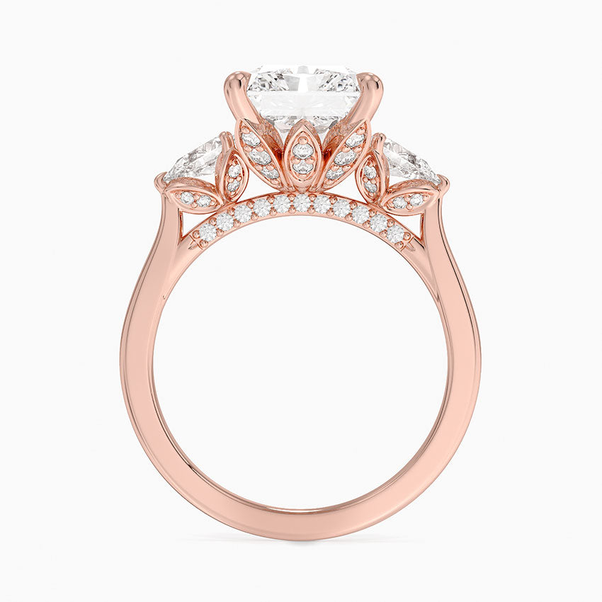 4.75 Karat Radiant Kesim Hidden Halo Tasarım Tektaş Laboratuvar Pırlanta Yüzük - Verona