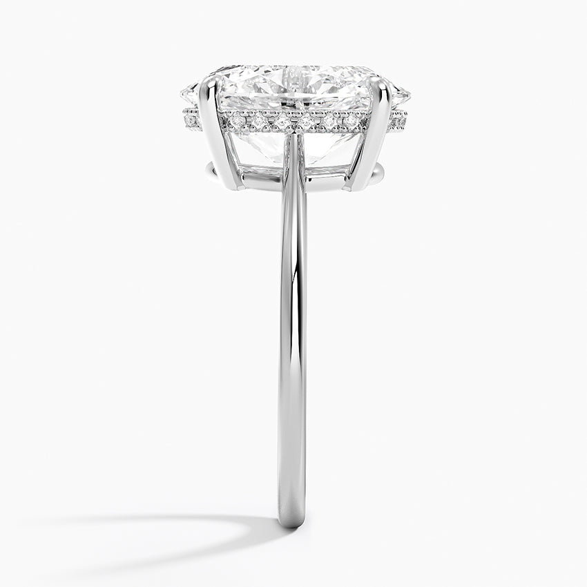 4.10 Oval Kesim Hidden Halo Tasarım Tektaş Laboratuvar Pırlanta Yüzük - Tilora