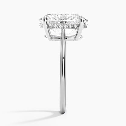 4.10 Oval Kesim Hidden Halo Tasarım Tektaş Laboratuvar Pırlanta Yüzük - Tilora