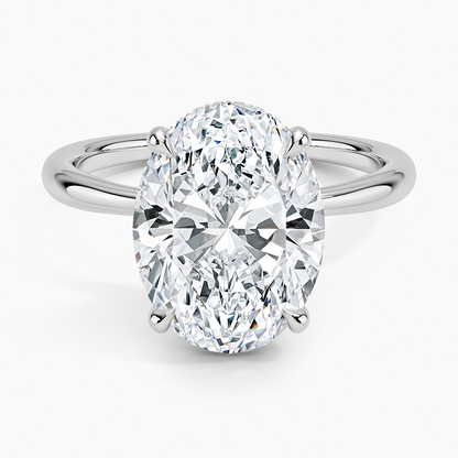 4.10 Karat Oval Kesim Hidden Halo Tasarım Tektaş Laboratuvar Pırlanta Yüzük 18K  - Alvora - Bold Diamonds
