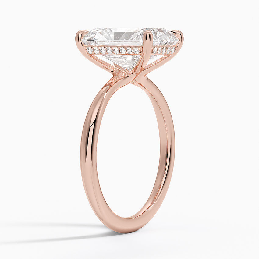4.10 Karat Radiant Kesim Hidden Halo Tasarım Tektaş Laboratuvar Pırlanta Yüzük 18K  - Alvora - Bold Diamonds